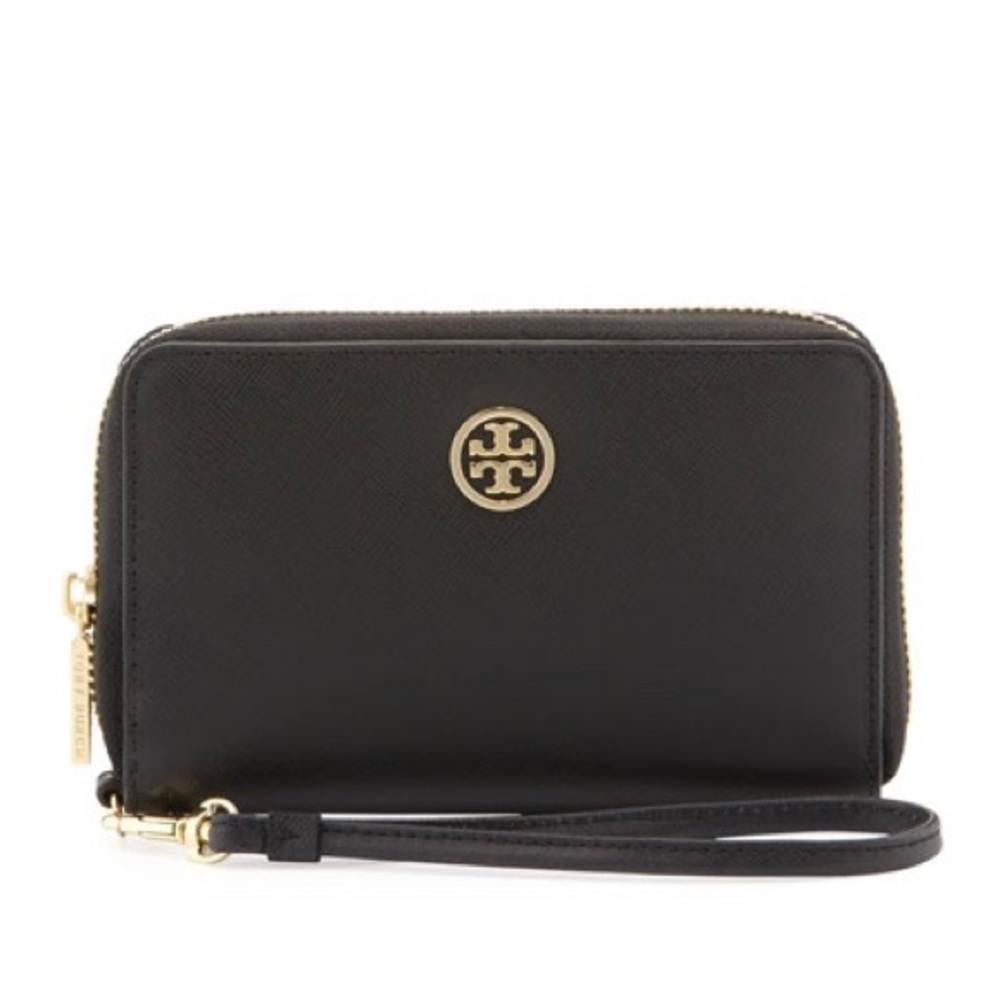 Tory Burch Robinson Leather Wristlet - Black
